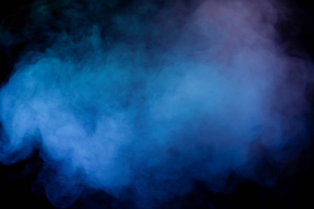 istock Blue and yellow steam on a black background. 2083625101