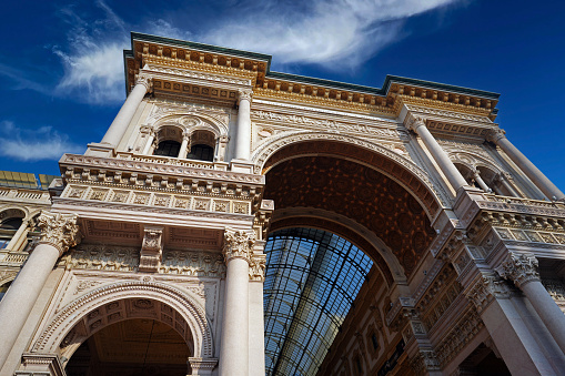 View of the beautiful Galleria Vittorio Emanuele II, Milan (Italy).
