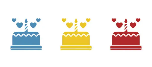 Vector illustration of cake icon on a white background, vector illustration