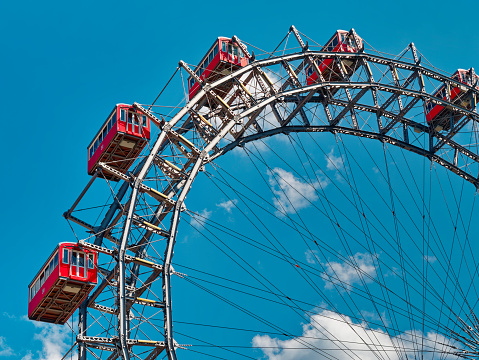 Prater Riesenrad gianf Ferris wheel in Vienna view Austria prater funfair