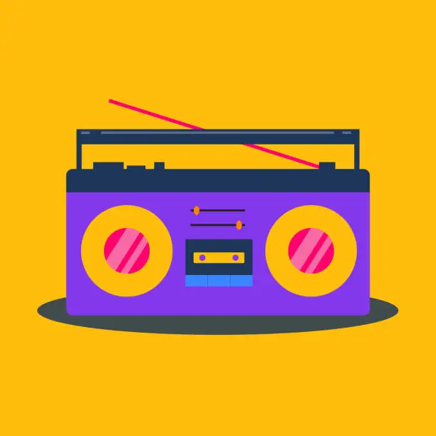 Vector illustration of Colorful boombox music player. Vector illustration