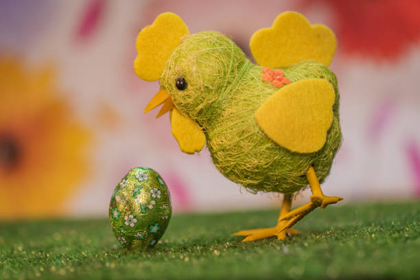 istock Festive Easter still life with chocolate eggs and chicken 2083703448