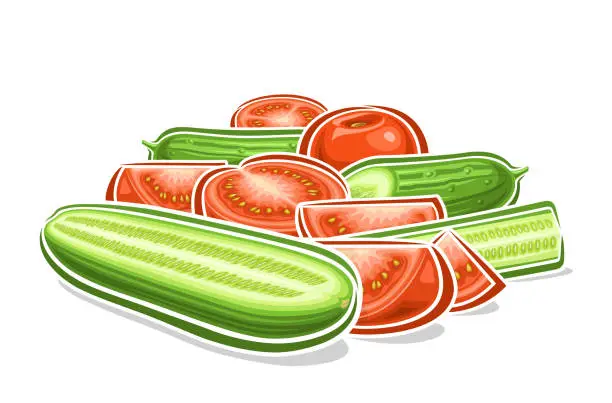 Vector illustration of Vector logo for Tomato and Cucumber