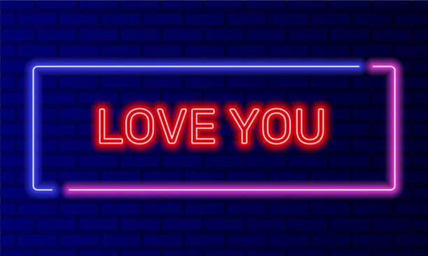 istock Neon sign love you in speech bubble frame on brick wall background vector. Light banner on the wall background. Love you button for valentines day, design template, night neon signboard 2083779602