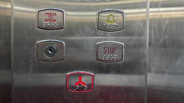 istock The silver elevator has a number of buttons 2083816446
