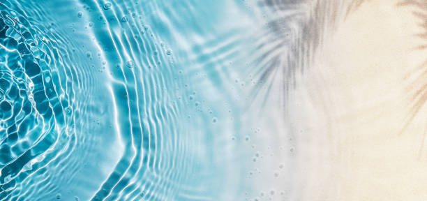 istock abstract sand beach with palm leaf shadow and blue water wave from above, summer vacation outdoors in tropical paradise nature, background with copy space 2083835820