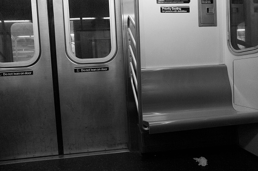 Subway car in a station at Bowling Green, New York City, USA.