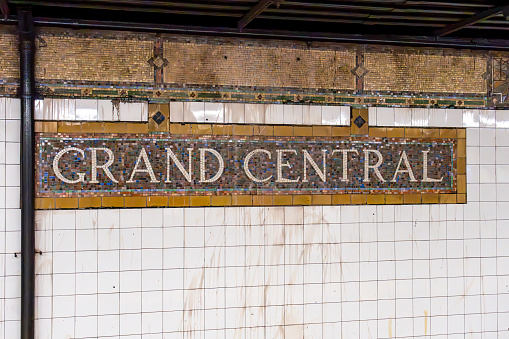 A mosaic sign inside Grand Central station, New York City, USA.