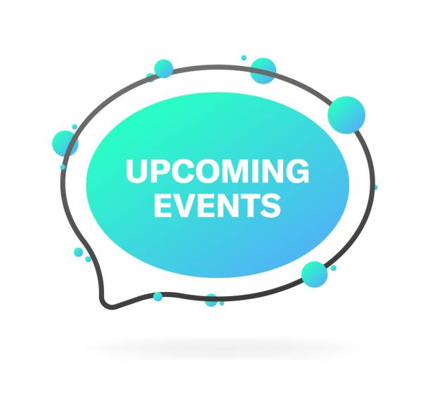 Upcoming events bubble. Flat style. Vector icon Upcoming events bubble. Flat style. Vector icon upcoming events clip art stock illustrations