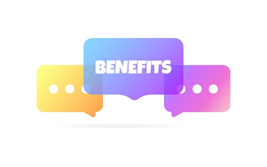 Benefits bubble icon. Flat style. Vector icon