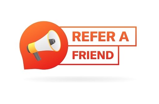 Refer a friend bubble icon. Pop art banner. Flat style. Vector icon