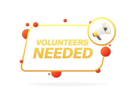 Volunteers needed banner icon. Flat style. Vector icon