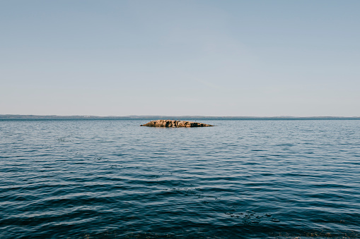 Sunny day on shore of lake Vättern in Sweden