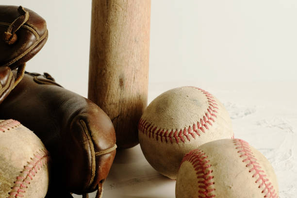 istock Old used baseball equipment closeup 2083902234