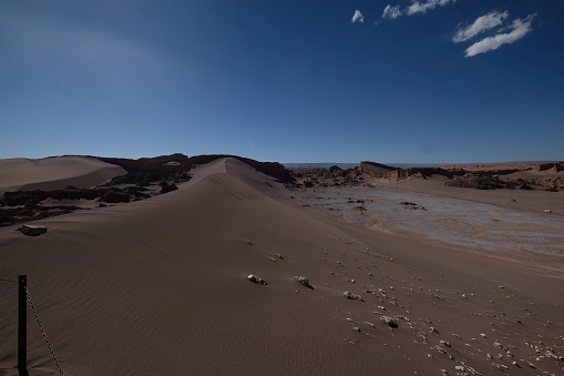 The desert of the Paracas National Reserve in south west Peru, South America.