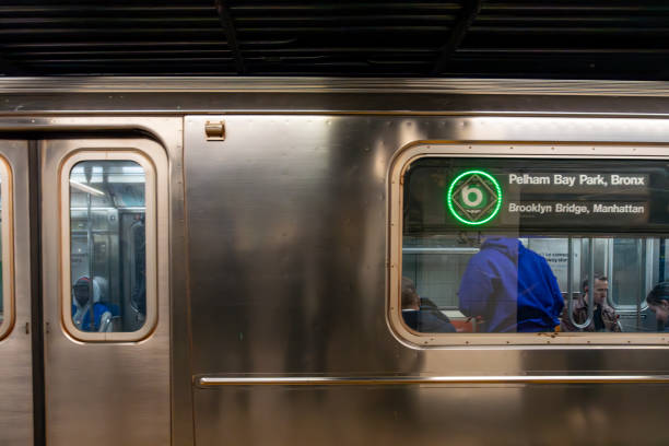 New York City, USA - October 30, 2017: Wall street broad st subway exit, entrance in NYC Manhattan lower financial district downtown