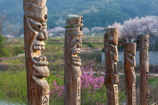 Jangseung, Korean traditional totem pole at the village entrance.