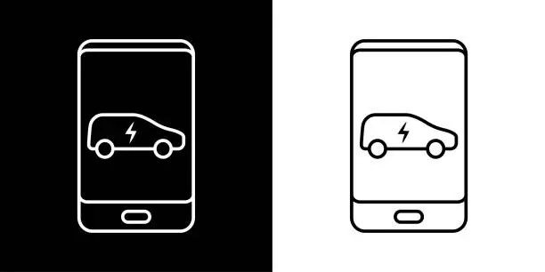 Vector illustration of Icône de voiture électrique