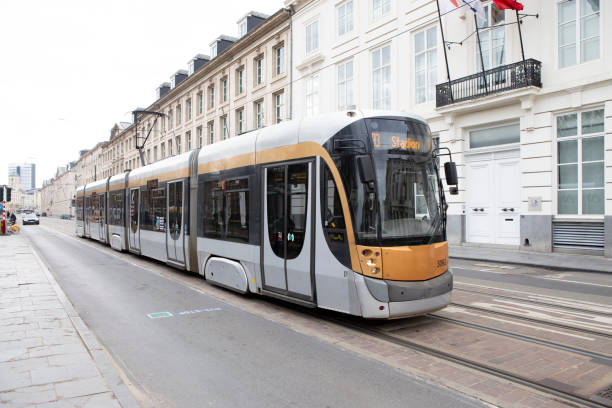 istock Moving tram in the city 2084057421