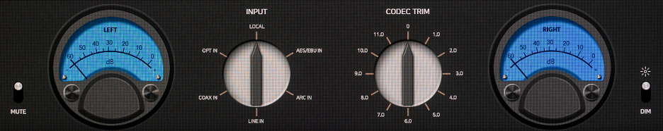 Audio Control Panel LCD Display with Dual VU Audiometers.