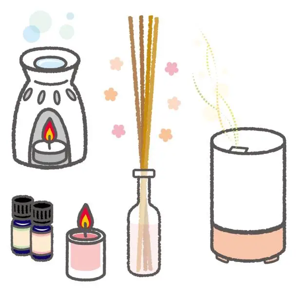 Vector illustration of Illustration of aroma and relaxing time goods