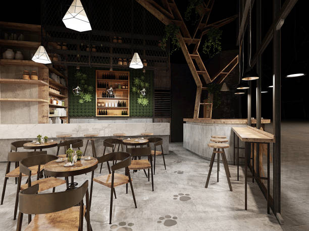 3d render of coffee shop restaurant bakery interior
