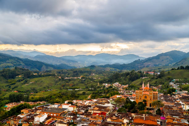 istock Panoramic view of Jerico, Colombia, during sunset 2084087192