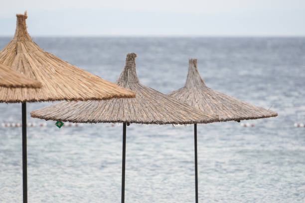 istock Sunbeds, Umbrellas and Hammocks in a beach 2084135158