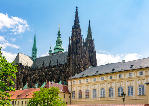 Prague, Czech Republic - May 2019: St. Vitus cathedral in Prague Castle