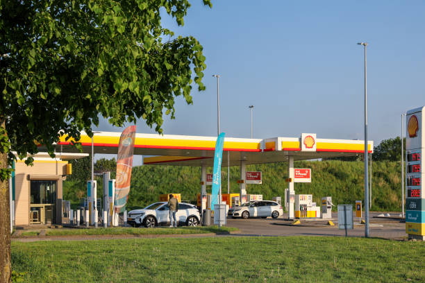 Amersfoort, The Netherlands - May 13th, 2023: Shell tankstation bij Amersfoort, Nederland