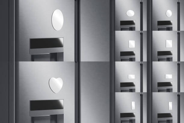 istock Blank white magnet on fridge mockup, different shapes, side view 2084180194