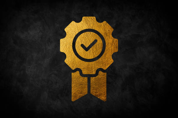 Golden sign. Gold maps or symbols. Isolated textured golden logo on dark background.
