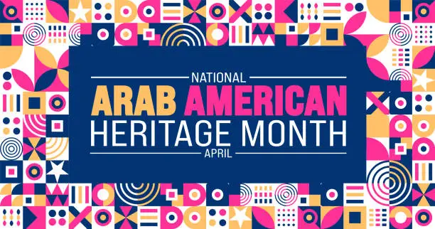 Vector illustration of April is Arab American Heritage Month background template. Holiday concept. use to background, banner, placard, card, and poster design template with text inscription and standard color. vector