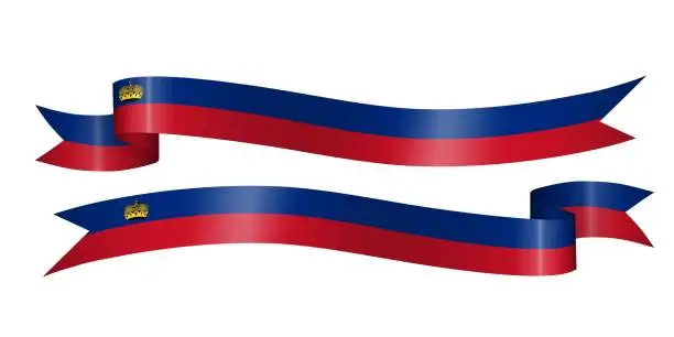 Vector illustration of set of flag ribbon with colors of Liechtenstein for independence day celebration decoration
