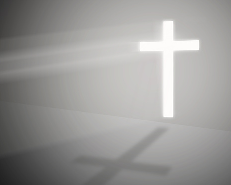 white orthodox cross on black copy space. 3d rendering