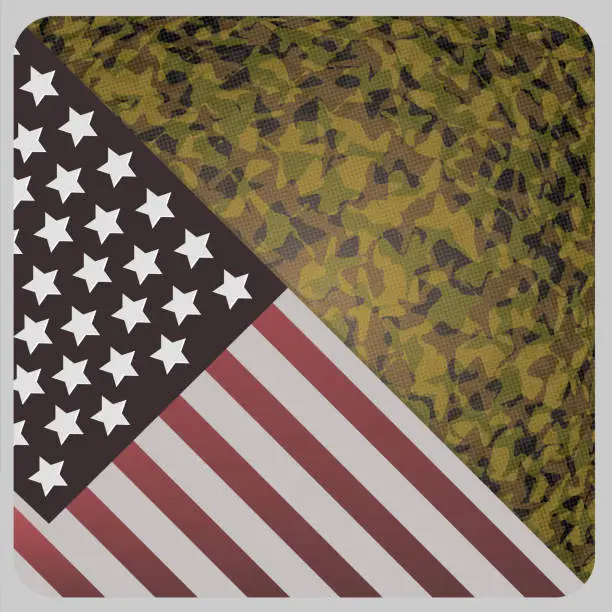 Vector illustration of Background With Camo And American Flag