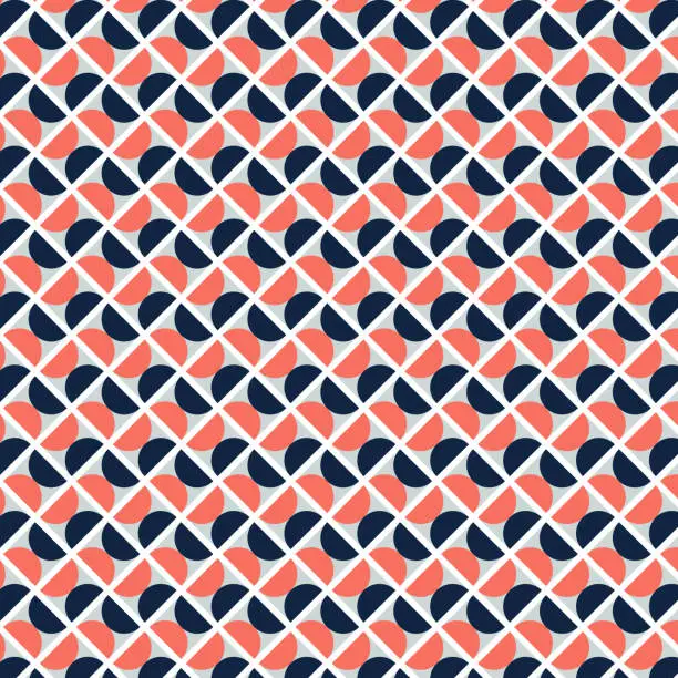 Vector illustration of Pattern with of grid in the style of the 60s. Semicircle pattern vector illustration.