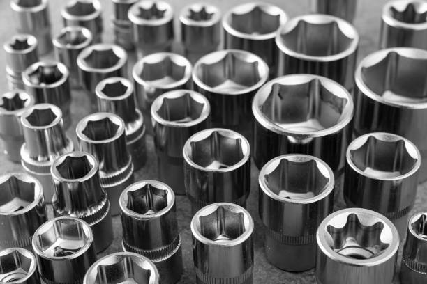 istock Set of stainless steel hex sockets. 2084252104