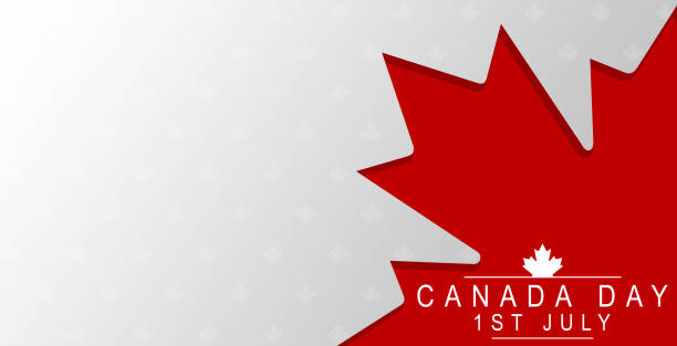 Happy Canada Day calligraphy lettering with red maple leaf. vector illustration. Paper art style.