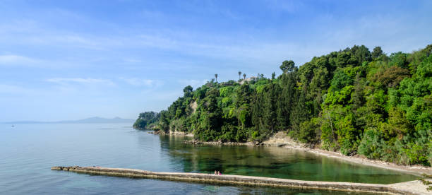 Beach in park around Mon Repos villa in Corfu town