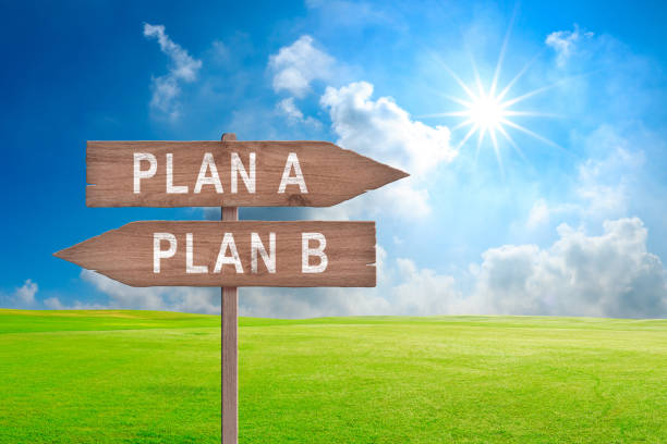 istock Illustration depicting a sign post with directional arrows containing a choices concept. Plan A or Plan B concept. 2084311443