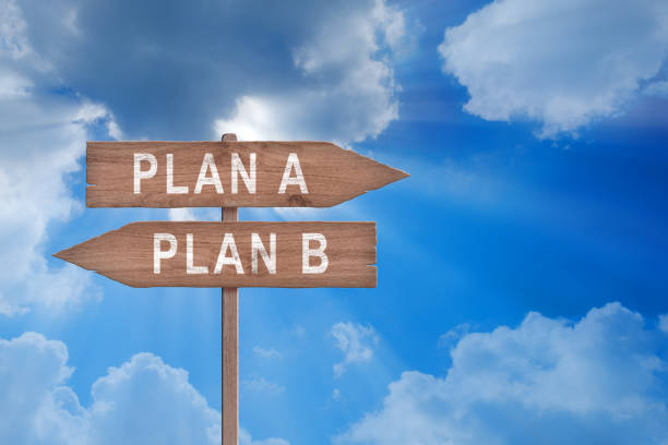 istock Illustration depicting a sign post with directional arrows containing a choices concept. Plan A or Plan B concept. 2084311444