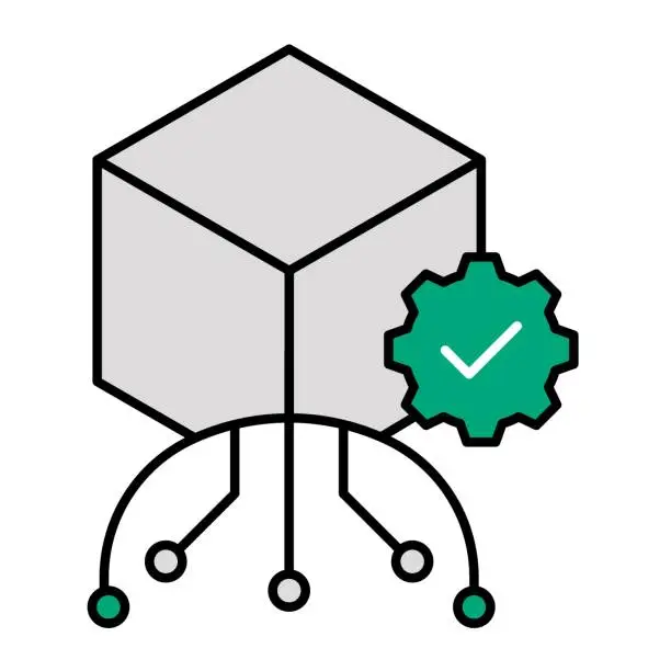 Vector illustration of Data & Tech Synergy (Unlocking Potential). Data Transformation (Tech-Fueled Change).