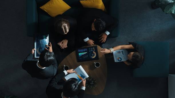istock Top view of smart team analysis graph while leader present chart. Directorate. 2084345255