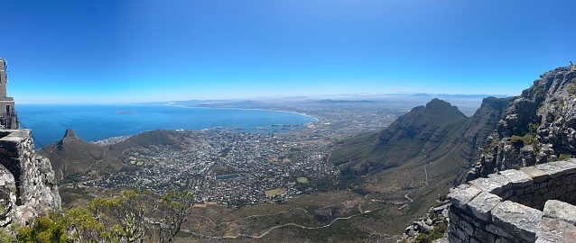 Beautiful view from the summit of Table Mountain in Cape Town