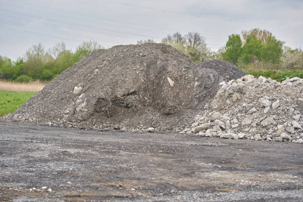 A mountain of rubble at a construction site.