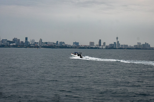 A small speedboat near the coast of Pattaya.