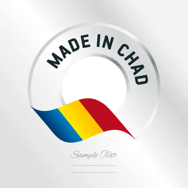 Vector illustration of Made in Chad transparent logo icon silver background