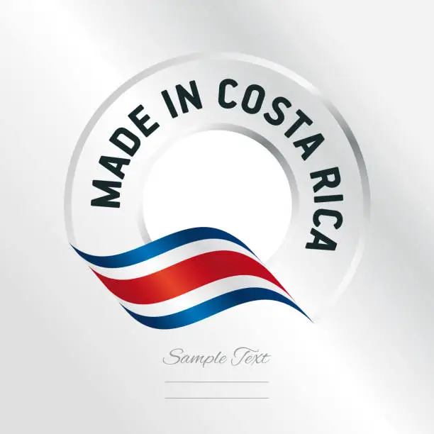Vector illustration of Made in Costa Rica transparent logo icon silver background