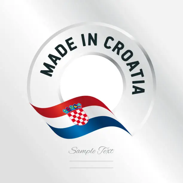 Vector illustration of Made in Croatia transparent logo icon silver background